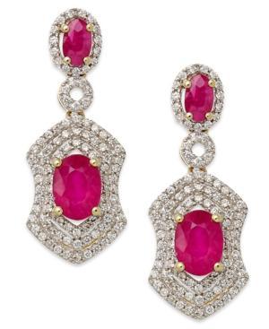 Ruby (2-3/8 Ct. T.w.) And Diamond (3/4 Ct. T.w.) Drop Earrings In 14k Gold