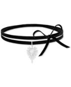 Swarovski Silver-tone Crystal Black Velvet Choker Necklace