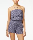 Jessica Simpson Nalan Strapless Flounced Printed Romper