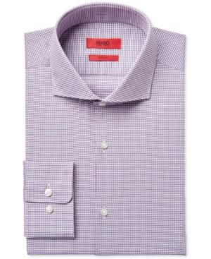 Hugo Men's Slim-fit Pink Micro-pattern Dress Shirt