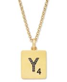 "scrabble 14k Gold Over Sterling Silver Black Diamond Accent ""y"" Initial Pendant Necklace"