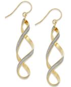 Glitter Twist Drop Earrings In 14k Gold