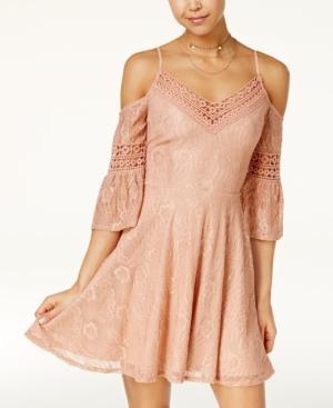 City Studios Juniors' Lace Cold-shoulder Dress