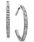 Diamond Post Hoop Earrings In Sterling Silver (1/10 Ct. T.w.)
