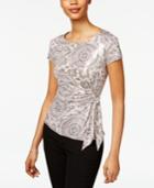 Msk Printed Metallic Side-tie Top