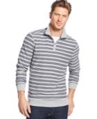 Club Room Big And Tall Striped Pique Quarter-zip Pullover, Only At Macy's