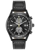 Citizen Eco-drive Men's Chandler Black Leather Strap Watch 43mm