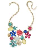 I.n.c. Gold-tone Multi-stone Flower & Fruit Statement Necklace, 18 + 3 Extender, Created For Macy's