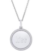 Diamond Kiss Disc 22 Pendant Necklace (1/10 Ct. T.w.) In Sterling Silver