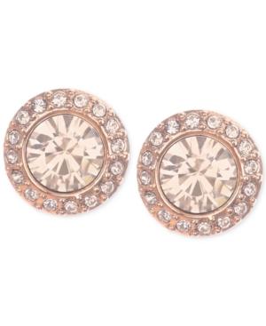 Givenchy Rose Gold-tone Pave Button Stud Earrings