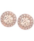 Givenchy Rose Gold-tone Pave Button Stud Earrings