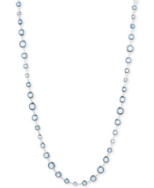 Anne Klein Silver-tone Blue Crystal Long Length Necklace