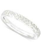 Thin Textured Band In 14k White Gold
