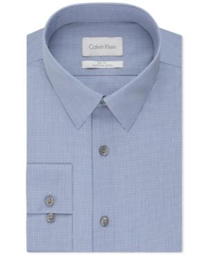 Calvin Klein Platinum Slim-fit Cadet Blue Check Dress Shirt