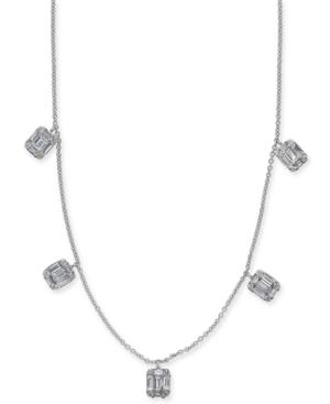 Diamond Baguette Cluster 17-1/2 Statement Necklace (5/8 Ct. T.w.) In 14k White Gold
