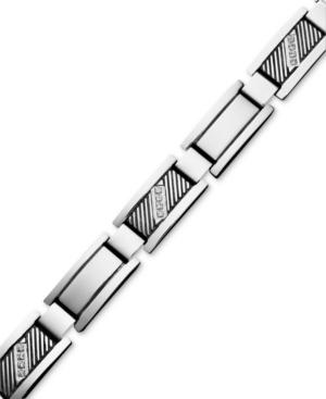 Men's Diamond Bracelet, Stainless Steel Diamond Rectangle Link (1/10 Ct. T.w.)