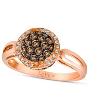 Chocolate By Petite Le Vian Chocolate Diamond (1/2 Ct. T.w.) And White Diamond Accent Pave Oval Ring In 14k Rose Gold