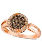 Chocolate By Petite Le Vian Chocolate Diamond (1/2 Ct. T.w.) And White Diamond Accent Pave Oval Ring In 14k Rose Gold