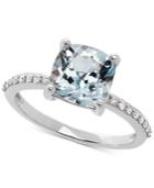 Love Rocks Bridal Aquamarine (2 Ct. T.w) & Diamond (1/6 Ct. T.w) Ring In 14k White Gold