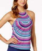 Jag Printed High-neck Racerback Tankini Top Women's Swimsuit