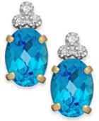 Blue Topaz (2-1/5 Ct. T.w.) And Diamond Accent Stud Earrings In 10k Gold