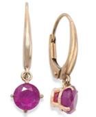 10k Rose Gold Earrings, Ruby Leverback Drop Earrings (1-1/5 Ct. T.w.)