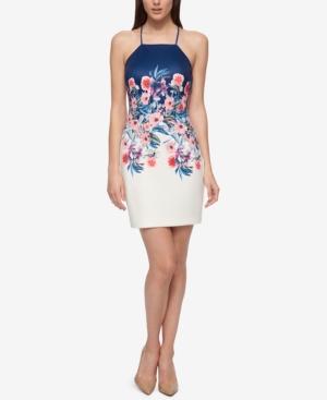 Guess Floral-print Open-back Sheath Dress
