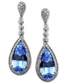 Arabella Sterling Silver Earrings, Blue And White Swarovski Zirconia Earrings (10-7/8 Ct. T.w.)