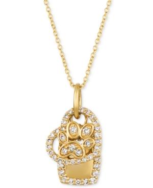 Le Vian Nude Diamond Paw, Heart & Dog Tag Charm 20 Pendant Necklace (1/3 Ct. T.w.) In 14k Gold