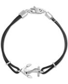 Effy Men's Anchor Leather Bracelet In Sterling Silver