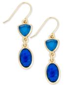 Charter Club Gold-tone Blue Stone Geometric Double Drop Earrings, Only At Macy's