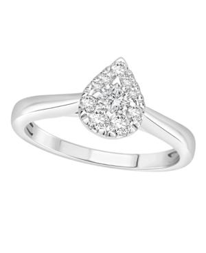Diamond Pear Halo Ring (1/3 Ct. T.w.) In 14k White Gold