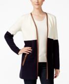Charter Club Petite Colorblocked Open-front Cardigan, Only At Macy's