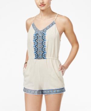 Angie Juniors' Embroidered Spaghetti-strap Romper