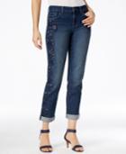 Style & Co. Embroidered Cropped Jeans, Only At Macy's