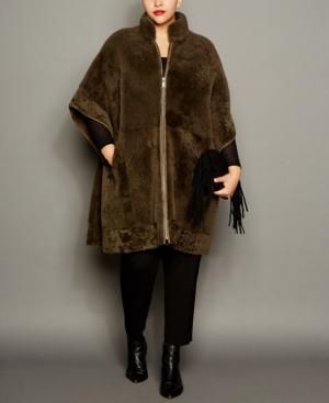 The Fur Vault Plus Size Shearling Lamb Coat
