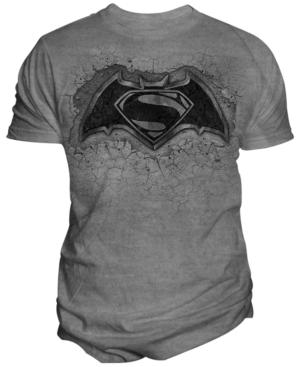 Men's Batman V Superman: Cracked Concrete Logo Graphic-print T-shirt From Changes