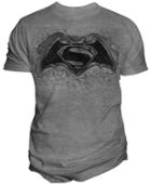 Men's Batman V Superman: Cracked Concrete Logo Graphic-print T-shirt From Changes