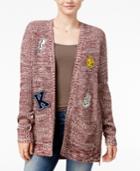 Hippie Rose Juniors' Patched Marled Open Front Cardigan