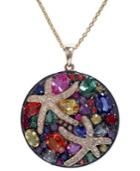 Watercolors By Effy Multicolor Sapphire (5-3/8 Ct. T.w.) And Diamond (1/4 Ct. T.w.) Starfish Pendant In 14k Gold
