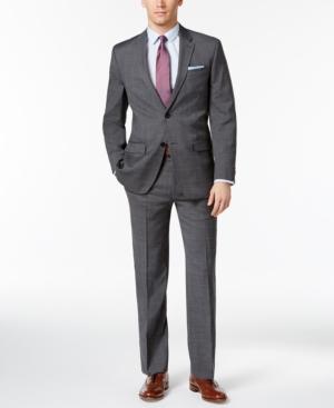 Tommy Hilfiger Dark Gray And Blue Windowpane Stretch Performance Modern-fit Suit