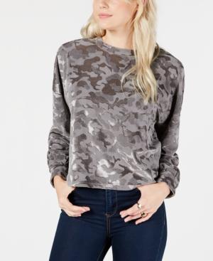 Freshman Juniors' Camo Burnout Velvet Crop Top
