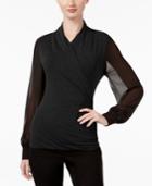 Vince Camuto Mixed-media Wrap Top, A Macy's Exclusive Style