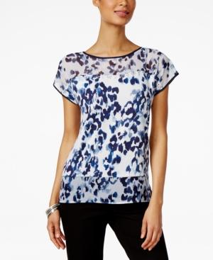 Alfred Dunner Petite Indigo Girls Embellished Printed Top