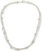 Touch Of Silver Silver-plated Multi-chain Layered Ball Collar Necklace