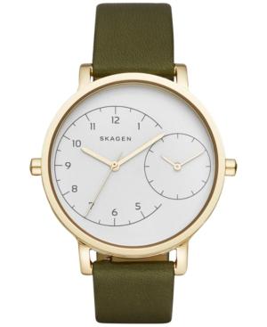 Skagen Women's Green Leather Strap Watch 36mm Skw2476