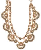 Marchesa Gold-tone Multi-stone & Imitation Pearl Statement Necklace
