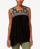 Style & Co Embroidered Handkerchief-hem Tunic, Created For Macy's