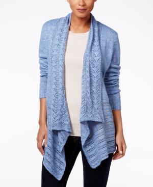 Karen Scott Petite Pointelle-knit Cardigan, Only At Macy's