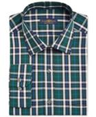 Club Room Men's Estate Classic/regular Fit Green Blue Tartan Dress Shirt, Only At Macy's